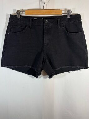 Natural Reflections 4” Black Cutoff Frayed Denim Shorts Vintage Stretch Size 12